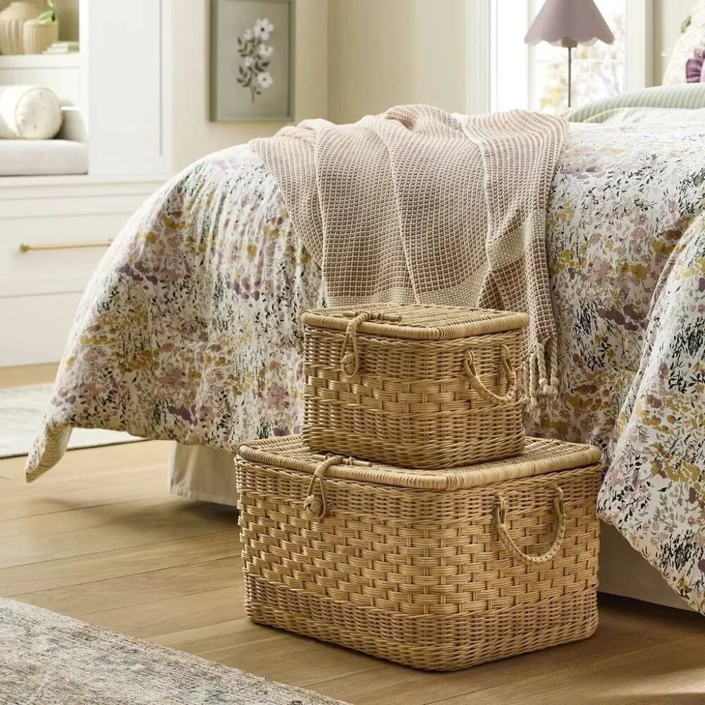 Small‎ Lidded Rattan Decorative Basket Brown - Threshold Studio McGee, Target